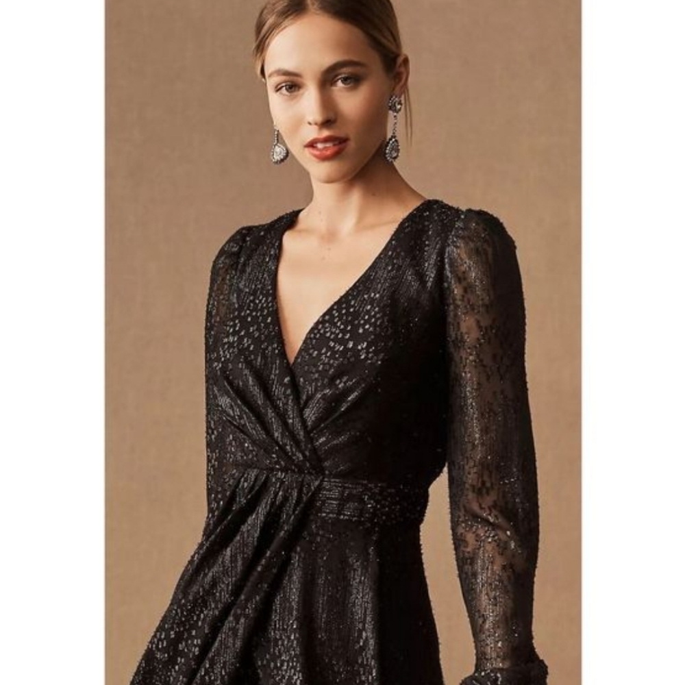 BHLDN | Nikka Dress Gown Shimmery Black Size 8 Wedding Guest Formal